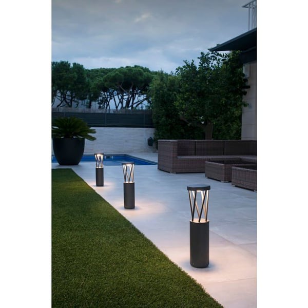 Lampe balise - Estudi Ribaudí - TWIST - Mörk grå - 1 glödlampa - LED - Utomhus