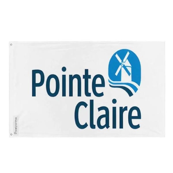 Drapeau Pointe-Claire – 64 x 96 cm – Reptålig Polyester – 2 Metallöglor – Inomhus / Utomhus – Pixelforma