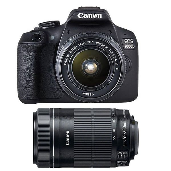 Canon spegelreflexkamera eos 2000d + 18-55 is II + 55-250 is