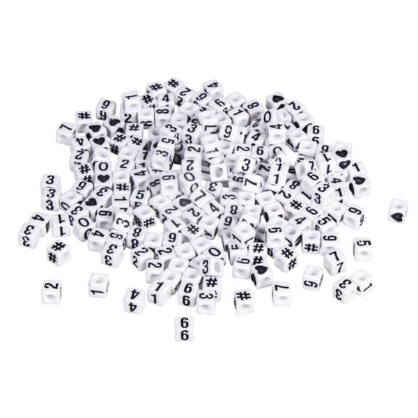 Vita kvadratiska nummerpärlor 5 x 5 mm
