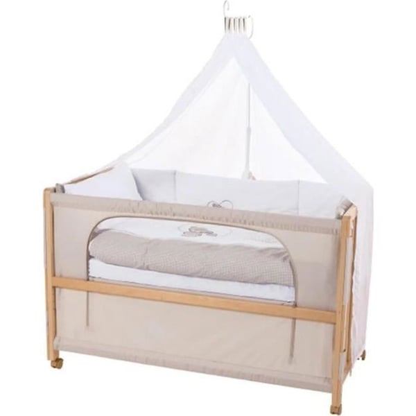ROBA Lit Cododo Complet "Liebhabar" 60x120 cm med 4 bromsvagnar - Naturlig