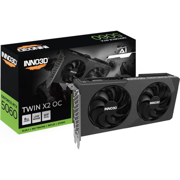 INNO3D - Grafikkort - NVIDIA RTX 5060 TWIN X2 OC V2 - N50602-08D7X-195071N - 8Go