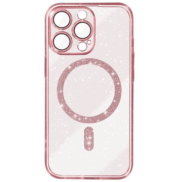 MagSafe Fodral till iPhone 15 Pro Max Silikon Glitter Champagne Rosa