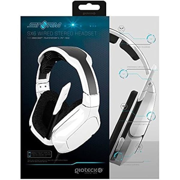 Gaming Headset - GIOTECK - SX6 Storm - Multiplattform - Färg Vit - 100 Gram