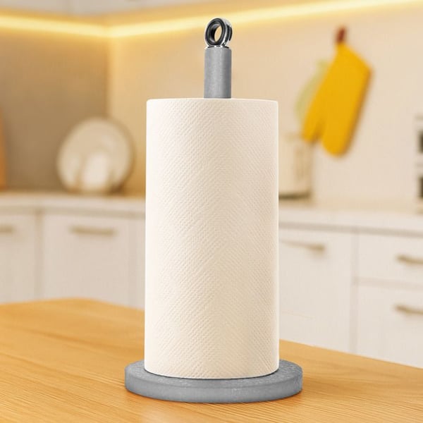 Pappershållare - CHEFFINGER - Sten-effekt - Tung Bas - Metall - Grå