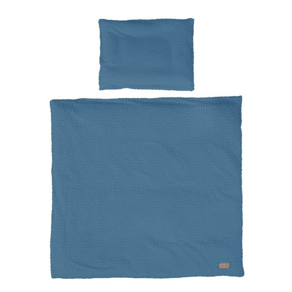 Sängkläder för Bebis ROBA - Snäckor - Täcka 80x80 + Kuddöverdrag 40x35 i Ekologisk Bomull - Indigo - Motiv med Prickar i Relief