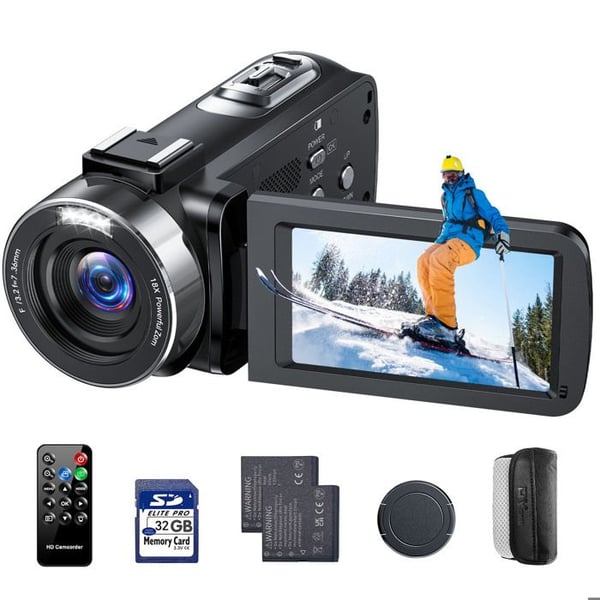 4K 42MP Videokamera Vlogging 18X Digital Zoom 3" Rotationsskärm 270° med 32 GB SD-kort