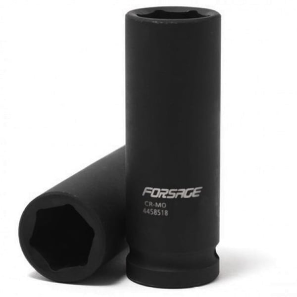 Lång sexkantig hylsa - Forsage - 12mm - 1/2" - Krom-molybden - Svart - 0,04 kg