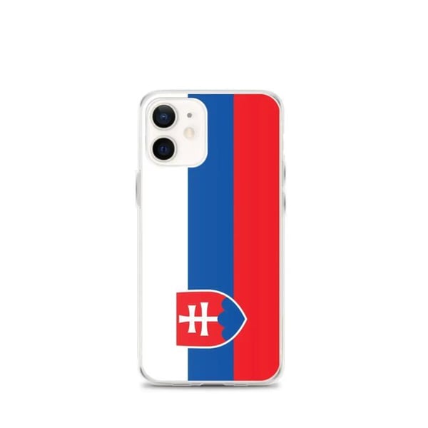 Mobilskal – Slovakiska flaggan – Kompatibel med iPhone 12 mini – Mjukt fodral – Stötsäker och motståndskraftig – Silikon – Pixelforma