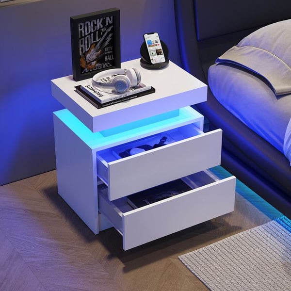LED Natbord - MUVOE - Moderne - 2 Skuffer - Multifarvet - Moderne Design
