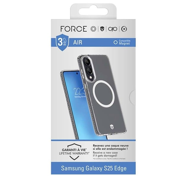 MagSafe-skal - FORCE CASE - Samsung Galaxy S25 Edge - Stötsäker - Transparent - AIR-kudde
