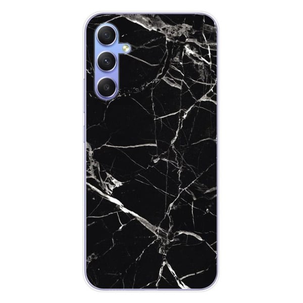 Tryckt silikonfodral kompatibelt Samsung Galaxy A34 5G svart marmor