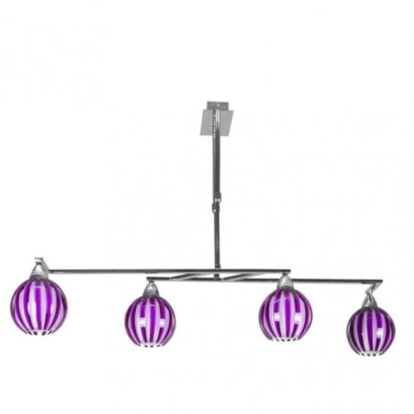 Lampa med fyra ljus - FAB - Modell L - Lila glaslampkjol - E14-fäste - Justerbara dimensioner