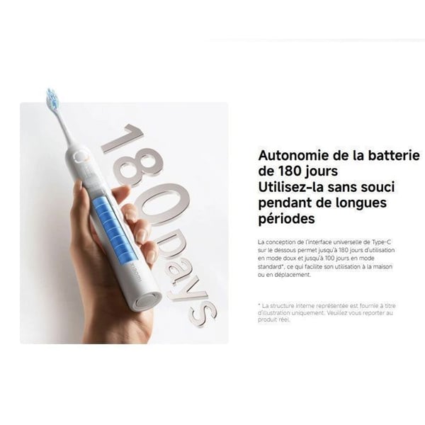 XIAOMI Elektrisk Tandborste Blå - Elektrisk tandborste - 180 dagars batteritid - 3 lägen - Smart påminnelser - IPX8