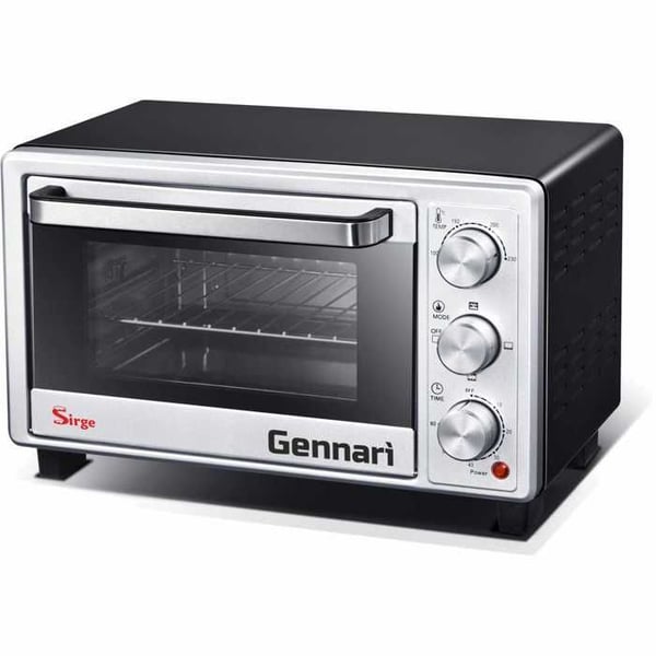 Sirge Miniugn 16L, 1400W, liten ugn, pizzaugn, 100-230°C, timer 0-60 minuter, miniugn med bakplåt, SVART