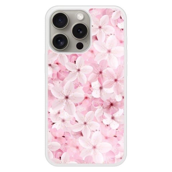 Förstärkt silikonfodral med tryck kompatibel med Apple iPhone 15 Pro Sakura