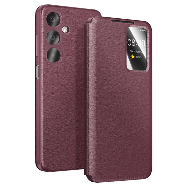Fodral för Galaxy A37 med Smart View-fönster och kortfack Bordeaux