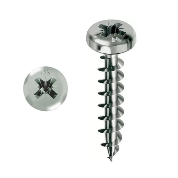 Vis MUSTAD Panelvit Chromiting - Cylindrisk hoved - PZ2 - Fuld gevind - Ø5x40mm - Kasse med 500 - PVACZC500400C8C