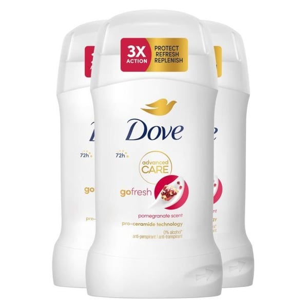 Dove Women Go Fresh Deodorant Stick antiperspirant med 72 timmars skydd 50 ml, paket med 3