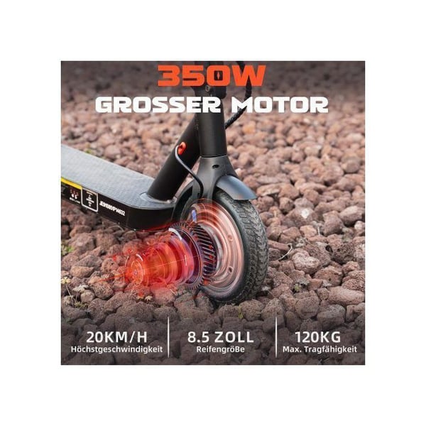 El-scooter til børn - Leawin - Motor 350w - Rækkevidde 30KM - Max 20KM/H - sort