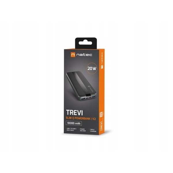 Ekstern batteri 10000 mAh - Natec Trevi Slim Q V2 - USB-C PD