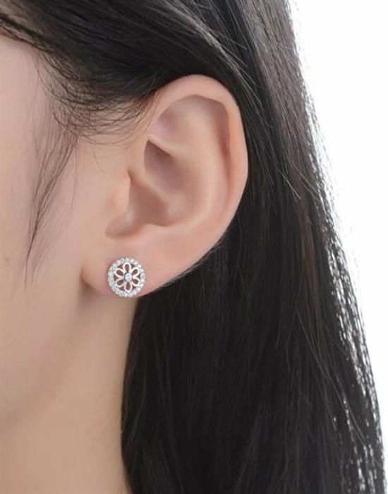 Örhängen - MOISS - E0003008 - Sterlingsilver - Kubbisk zirkon - Blommor