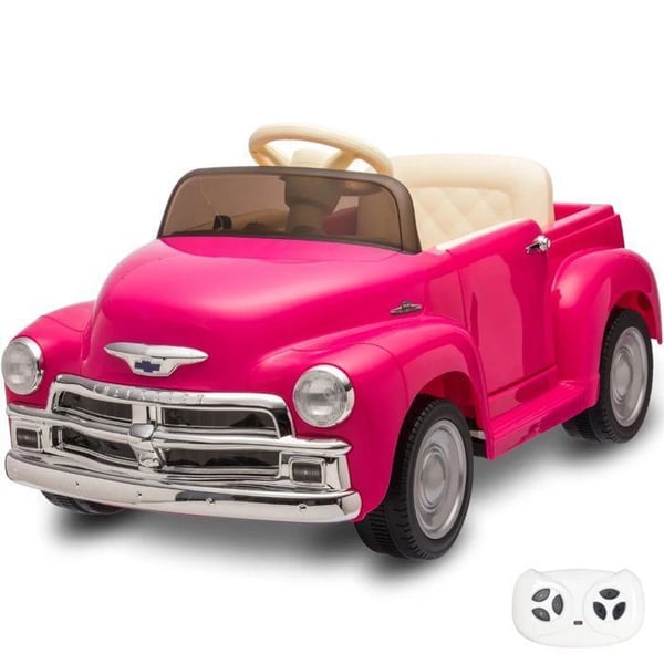 CHEVROLET 3100 Elbil 12V - Rosa - 1 till 6 år - Officiell Licens - EVA-däck - Retro