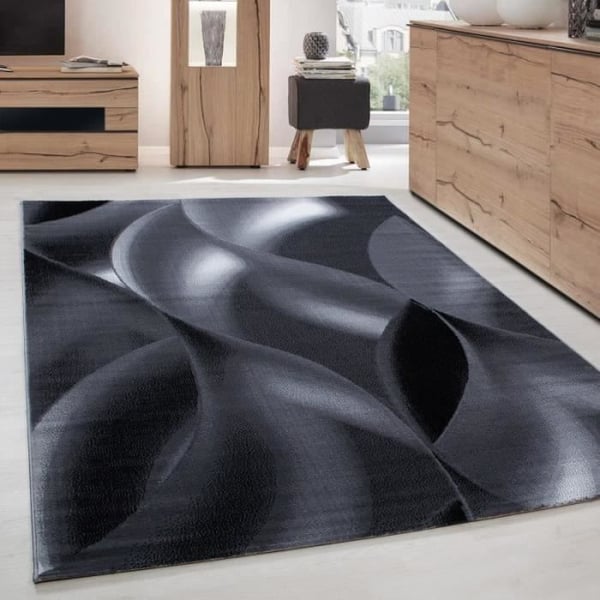 Matta - Ayyildiz - Modern - Vågigt mönster - 80x150 cm - Kort lugg - Svart Grå Matta - Ayyildiz - Modern - Vågigt mönster - 80x150 cm - Kort lugg - Svart Grå