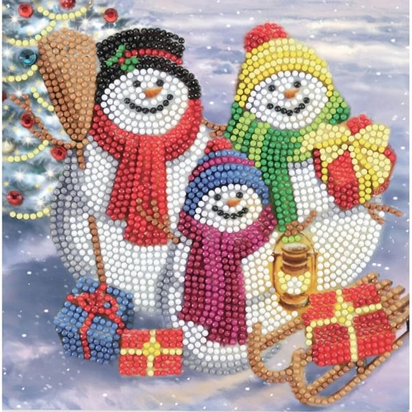 Kit för diamantbroderi 18x18cm Snögubbe