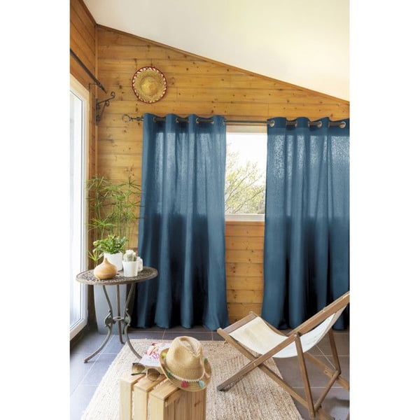 Inredningsgardin "Kala" i Bomull 140 x 260 cm Effekten Fjäril - Kala Jeansblå - 1 Panel 140 x 260 cm