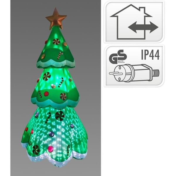 Uppblåsbar julgran - 220×200×270 mm - LED-belysning 12V - Utomhus - Fläkt och adapter