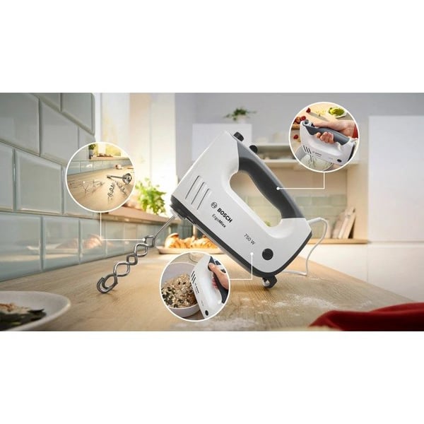 Mixerskål - BOSCH - ErgoMixx MFQ37490 - 750 W - SoftTouch-handtag - 5 hastigheter + Turbo