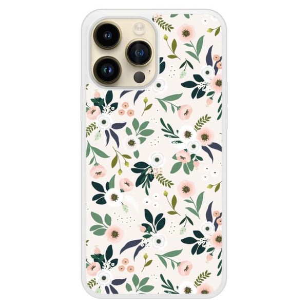 Skal i förstärkt silikon med blommor, kompatibel med Apple iPhone 14 Pro Max