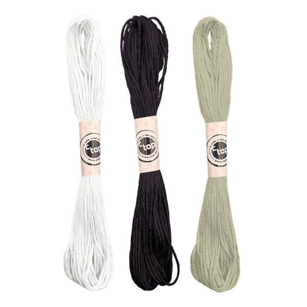 MégaCréa DIY - Bomullsgarn för brasilianska armband Svart och vit
