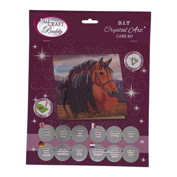 CRYSTAL ART Kit diamantbroderi kort 18x18cm Häst