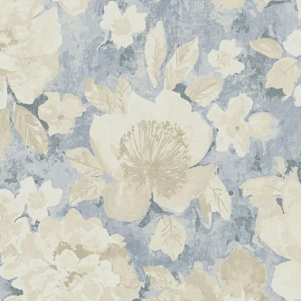 Non-woven tapeter - blå - beige - Mönstrade tapeter - blommor / blommig - Aquarell Dreams - A.S