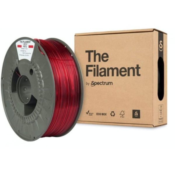 Filament 3D - SPECTRUM - TF-24028 - PETG - 1,75 mm - Rød Transparent - 1 000 g