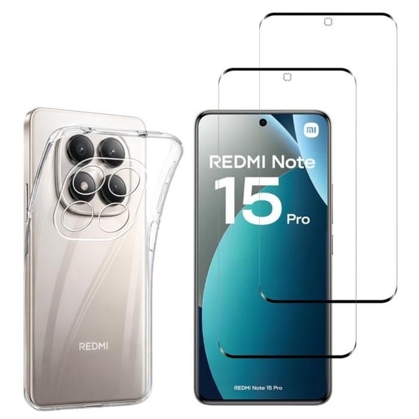 Skyddsfodral för Xiaomi Redmi Note 15 PRO 4G och 2 Härdat Glas Skärmskydd Phonillico®