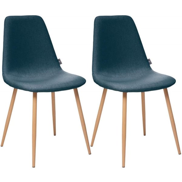 Set med 2 stolar i vintagestil "Marylin" metallben imiterad bok Atmosphera - Denimblå