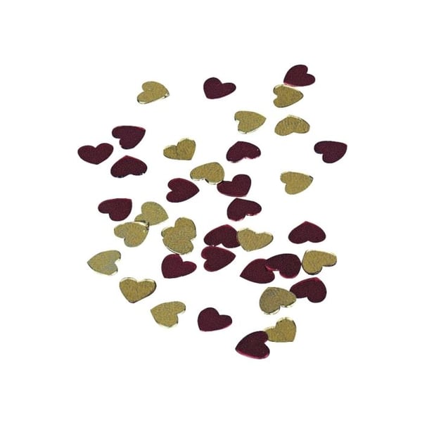 Paljetter "Hjärta", 5 mm, röd - guld, låda 7 g