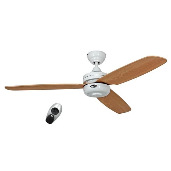 Kattotuuletin, Night Flight WE-BU, moderni 132 Cm kiiltävä valkoinen, vaahterapyrstöt, kaukosäädin, CASAFAN
