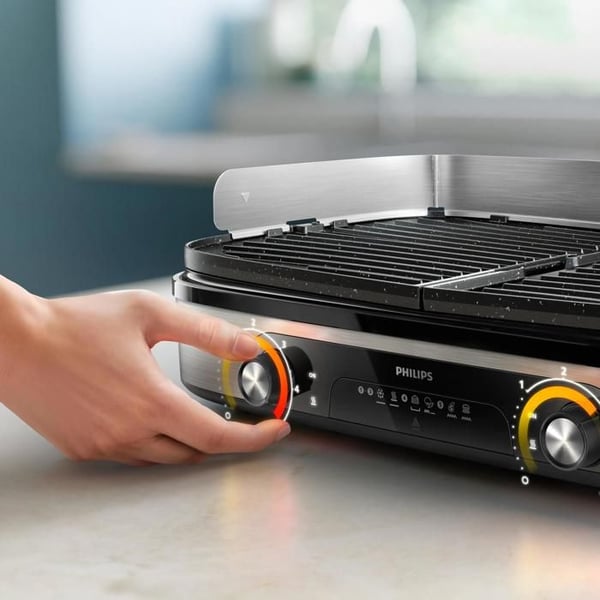 Philips Bordsgrill, Vändbara plattor, silver (HD6222/90)