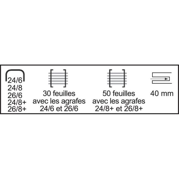 Professionel hæftemaskine - RAPID - SUPREME HALFSTRIP S50 - Sort Rød - 50 ark - SuperFlatClinchTM