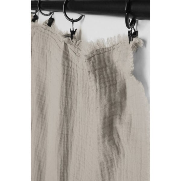 Justerbar gardin + 10 "Milos" klämringar 140 x 280 cm Bomullsmuslin - Twine