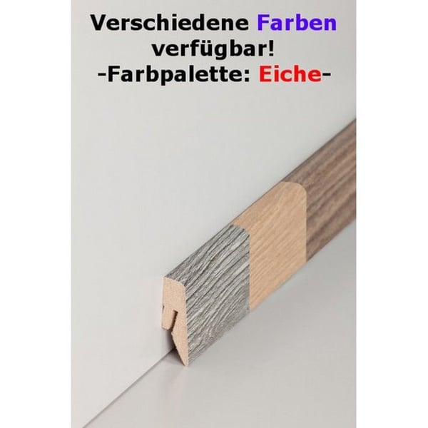 PROVISTON MDF-sockel 15 x 40 x 2500 mm ek för att limma, klämma, skruva &amp; spikbelagd MDF-kärna 12,5 meter | 5 stycken