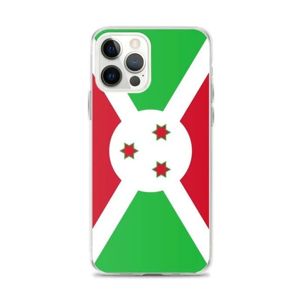 Telefonfodral – Burundi-flagga – Kompatibel med iPhone 12 Pro Max – Mjukt fodral – Hållbart och Stötresistent - Silikon - Pixelforma
