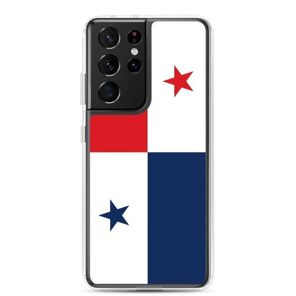 Mobilskal – Panama Flagga – Kompatibel med Samsung Galaxy S21 Ultra – Mjuk Fodral – Slitstark och Stötresistent – Pixelforma