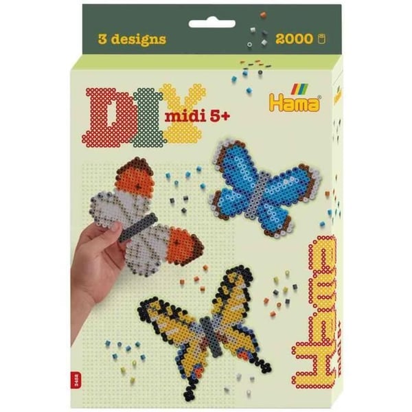 Strykpärlor - Hama - Fjärilar - 2000 pärlor - 5 mm - Presentlåda