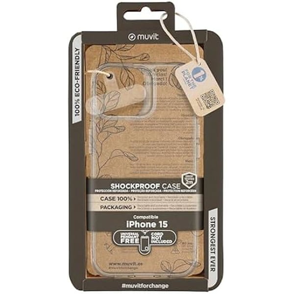 Chockskydd - MUVIT - iPhone 15 - Transparent - Flexibel - Unisex