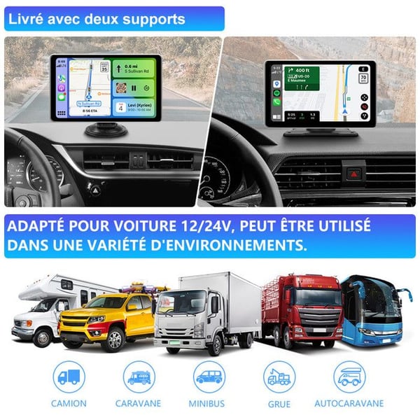 AWESAFE GPS Bil Carplay Trådlös 9'' IPS Skärm silver Carplay Android Auto Bluetooth